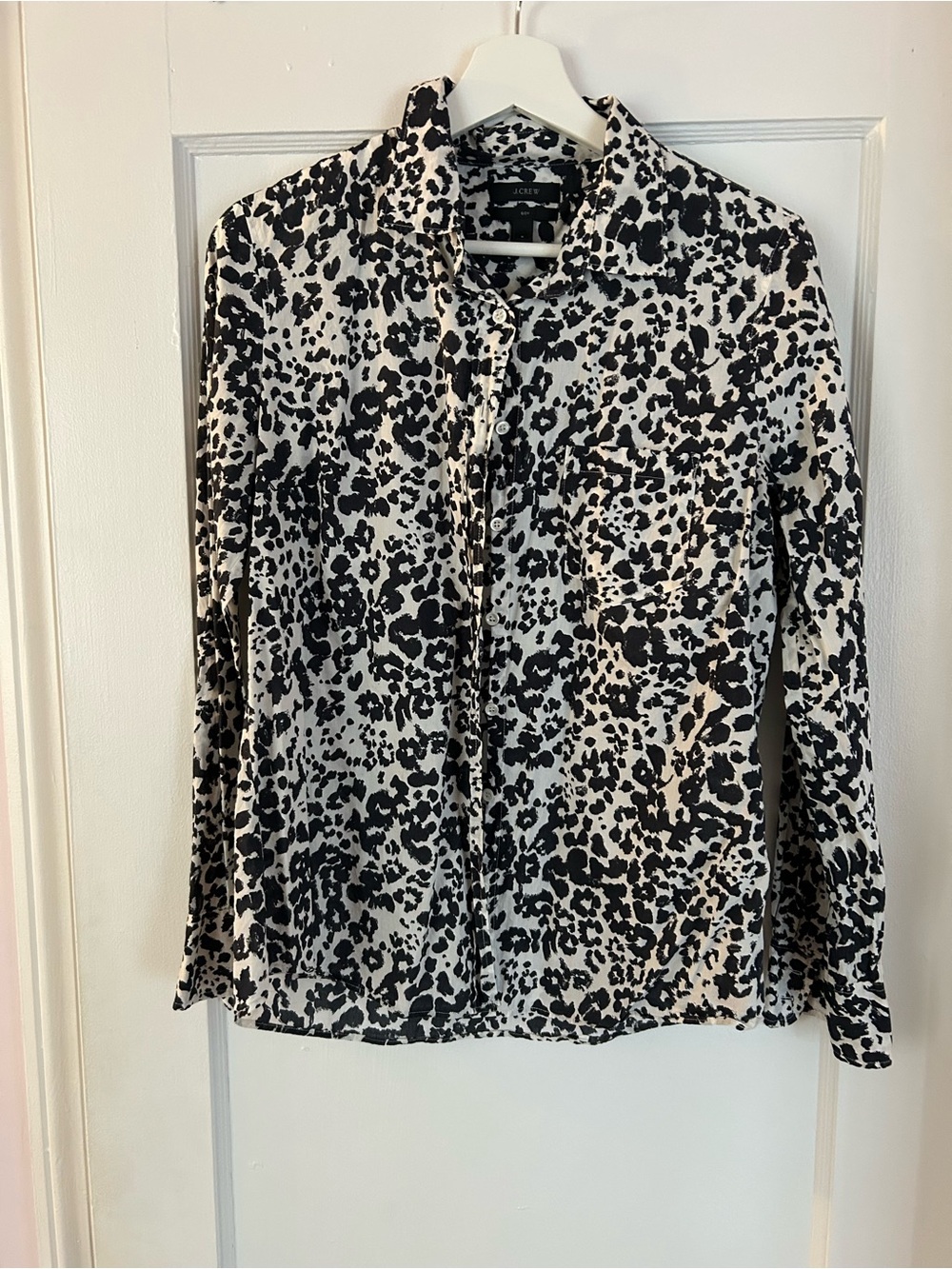 J. Crew Black and White Leopard Print Button-Down Shirt